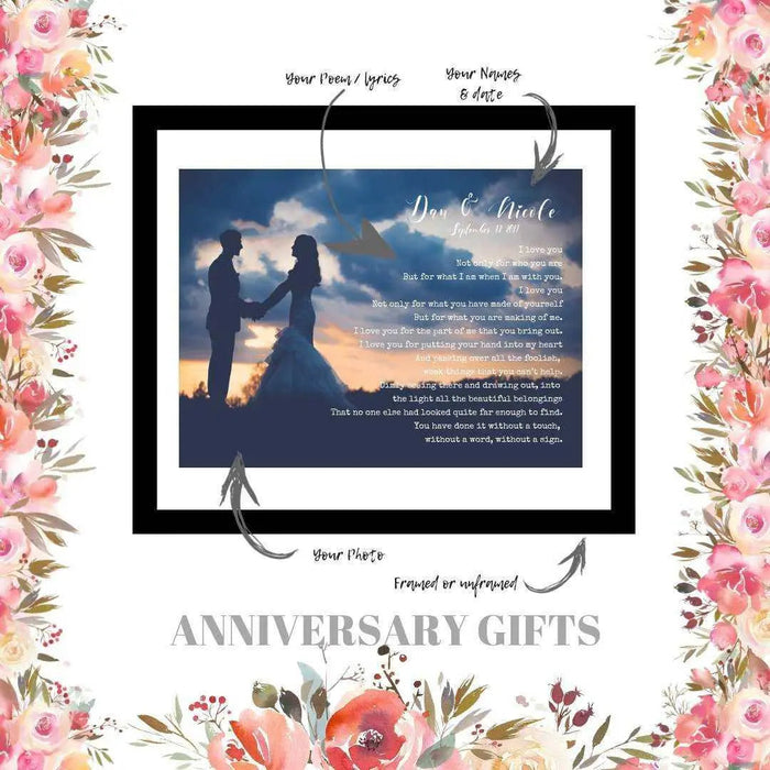 wedding song lyric custom wedding anniversary gift for her Picture Frame Store New Jersey