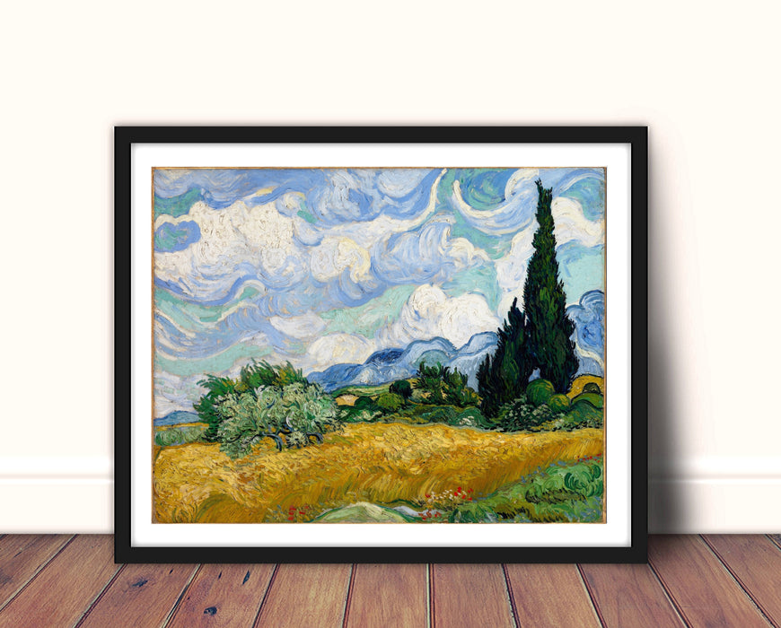 Wheat Field with Cypresses by Vincent Van Gogh Classic Art Canvas