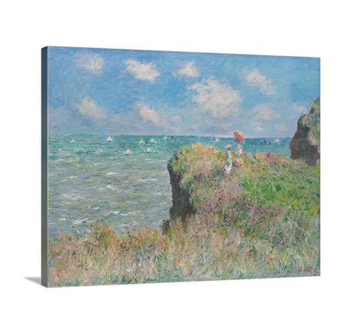 Cliff Walk at Pourville by Claude Monet Classic Art Framed Canvas