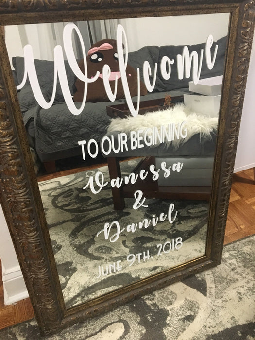 Gold Wedding Welcome Mirror or Bridal Shower Welcome Sign