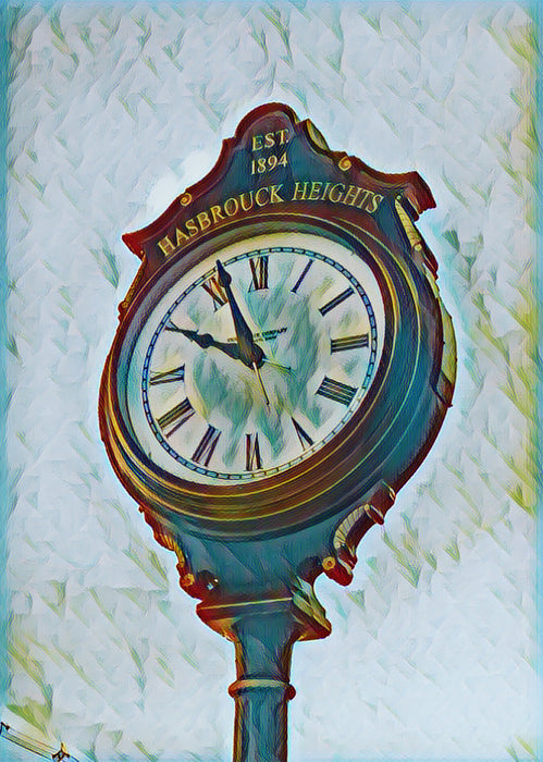 Hasbrouck Heights New Jersey Clock Artwork Framed